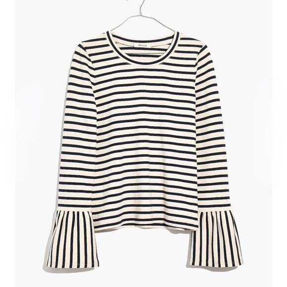 Madewell Tops - Madewell‎ Women's Top Size XS Ivory& Black Stripe Bell Sleeve